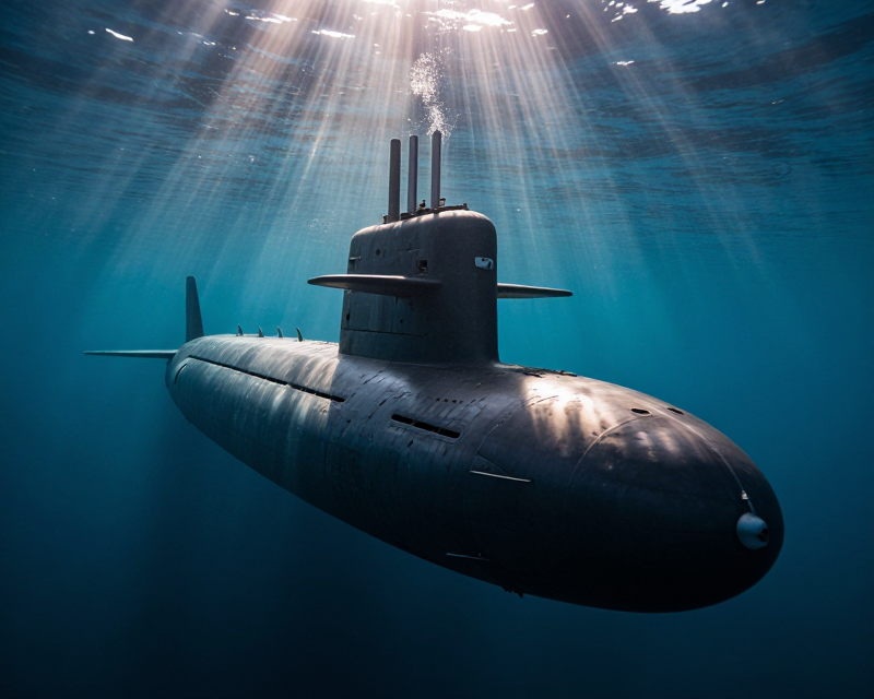 Cinematic Submarine in Deep Ocean