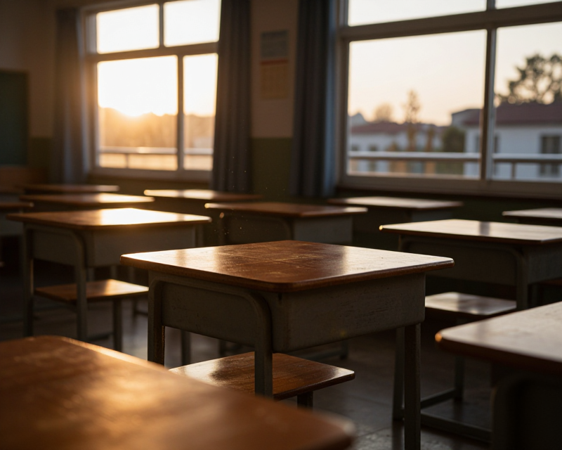 Empty Classroom at Sunset