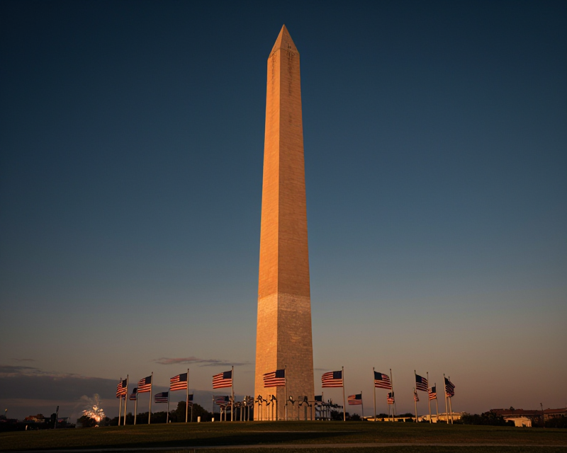 Cinematic Washington Monument at Dusk
