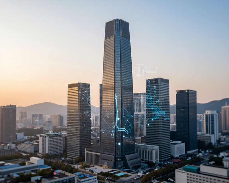 Seoul Financial District with AI Concept